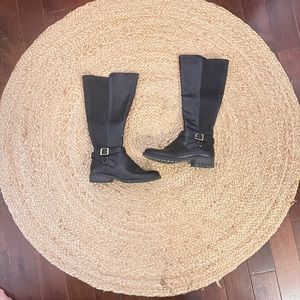 Black Riding Boots with Gold Buckle